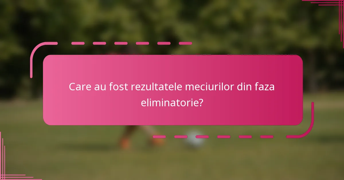 Care au fost rezultatele meciurilor din faza eliminatorie?