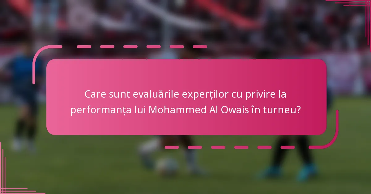 Care sunt evaluările experților cu privire la performanța lui Mohammed Al Owais în turneu?