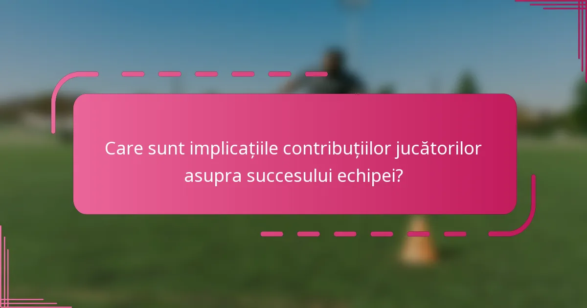 Care sunt implicațiile contribuțiilor jucătorilor asupra succesului echipei?