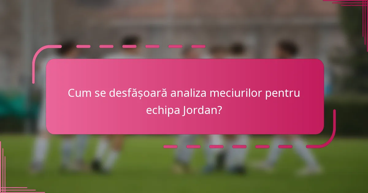 Cum se desfășoară analiza meciurilor pentru echipa Jordan?