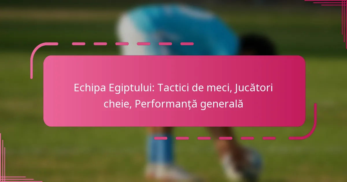 Echipa Egiptului: Tactici de meci, Jucători cheie, Performanță generală